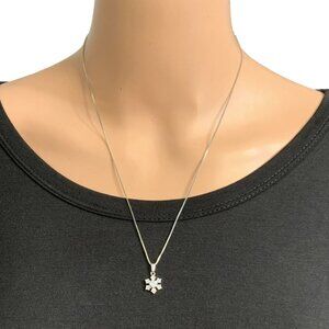 Silver Snowflake Pendant Necklace 20 Inch Adjustable Chain NWT